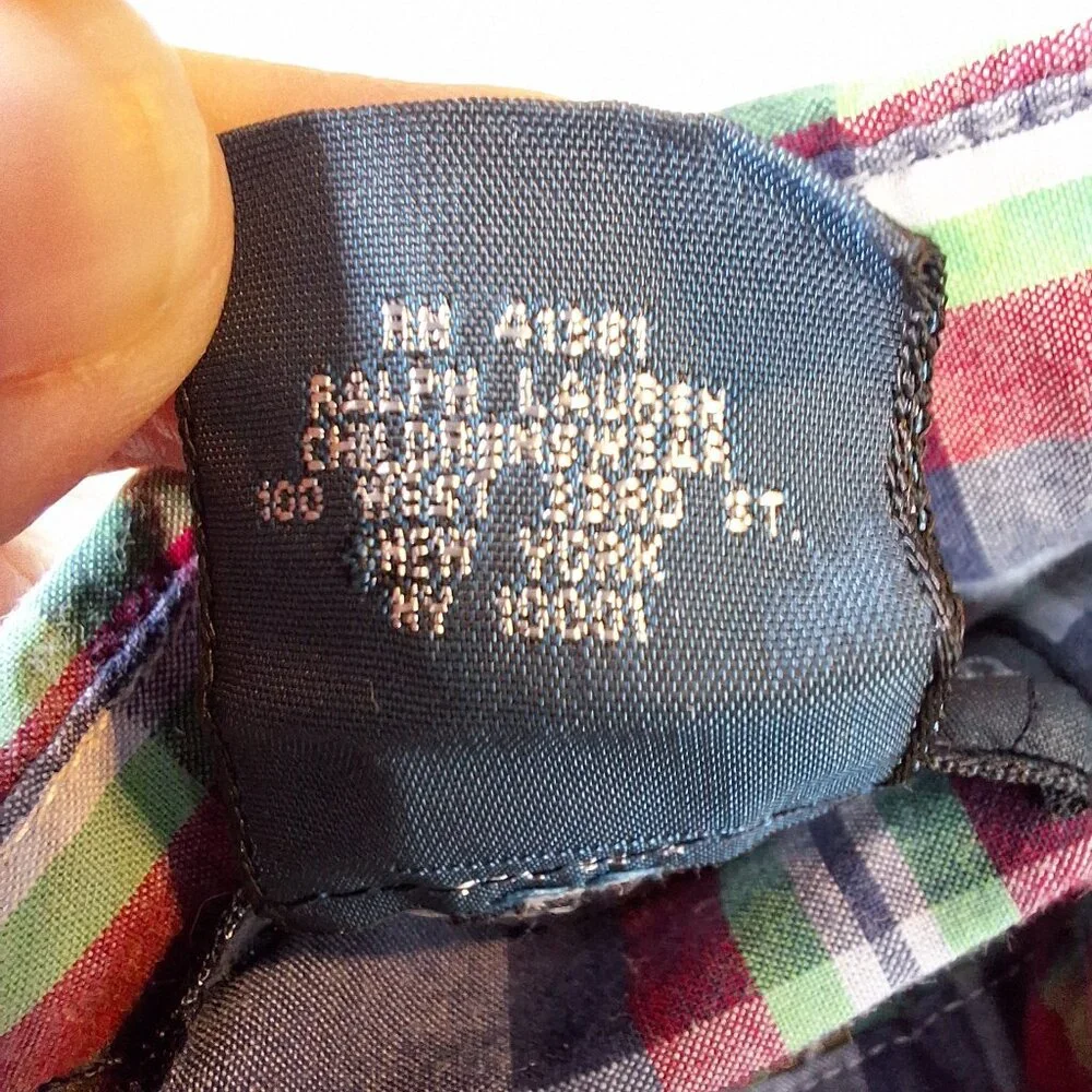 Ralph Lauren Shirt Easter‎ Youth Boys 7 Blue Yellow Red Plaid Button Down